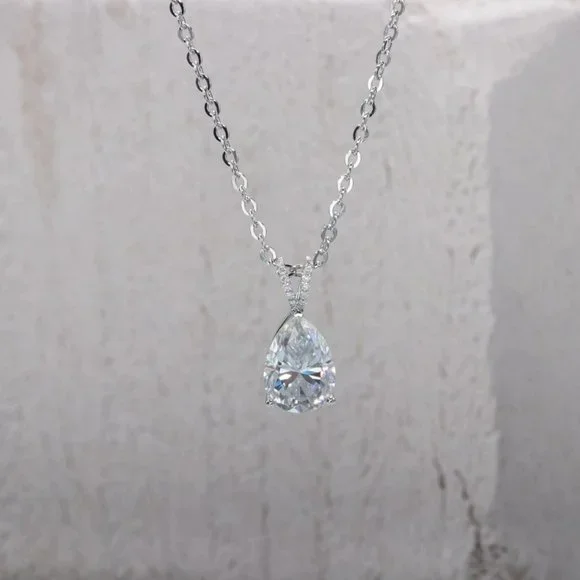 Certified 2ct. t.w. Moissanite Diamond Teardrop Necklace - Picture 8 of 14